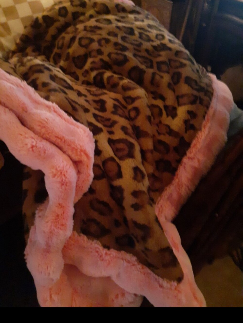 Unicorn Pink Powder Puff With Jaguar Leopard Minky